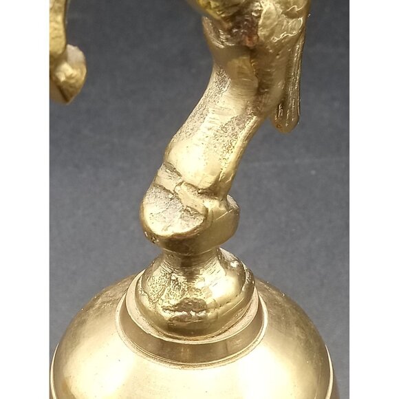 Bell Brass Unicorn Vintage Hand Crafted 6 Inch Korea Midcentury Dancing Pranchin - Picture 15 of 15